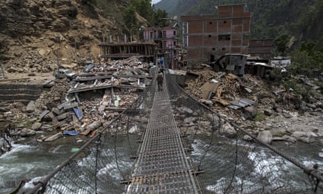 Collapsed buildings after the Nepal earthquake 
