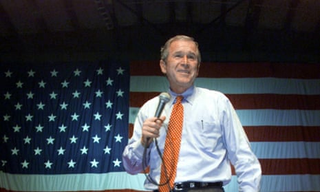 Republican presidential candidate and Governor of Texas George W. Bush speaks to supporters during a rally at the Florida State Fairgrounds, 25 October 2000, in Brandon, Florida.