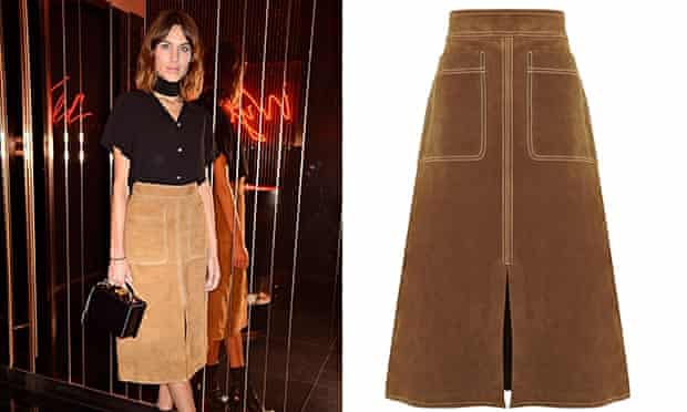 Alexa Chung in the 'hot' suede M&S skirt (right)