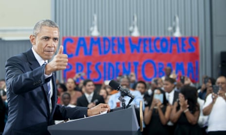 President Barack Obama speaks at the Ray & Joan Kroc Corps Community Center, Monday, May 18, 2015, in Camden, N.J.