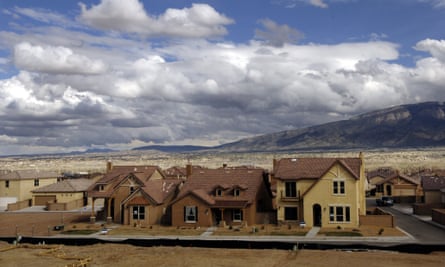 New housing developments spreading through the Albuquerque desert basin.