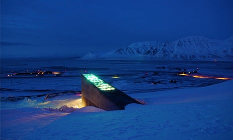 The Svalbard seed vault, with its fibre-optic display above the entrance, looks like a Bond villain’s lair. Mari Tefre/Crop Trust