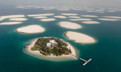 A development is seen on one of the islands of The World Islands project.