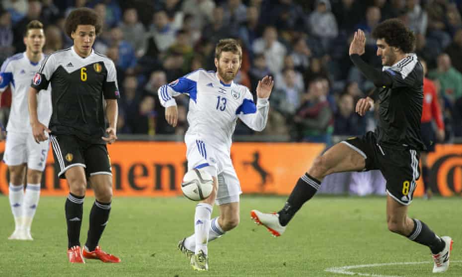Israel’s midfielder Sheran Yeini vies with Belgium’s midfielder Marouane Fellaini during their recent Euro 2016 qualifying football match.