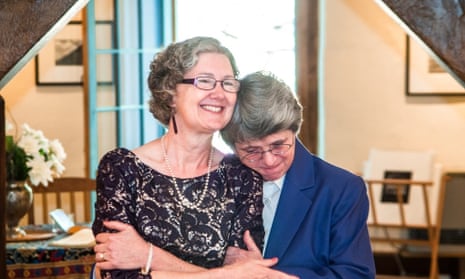 The emotion of the moment as Angie and Dottie exchanged vows on their 30th anniversary. They could not get married in their home state of Tennessee, so drove 1000 miles to Santa Fe, New Mexico to realize their dream