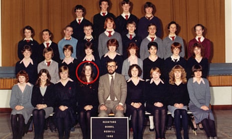 Vanessa Thorpe as head girl, pictured in a group school photo, in 1982