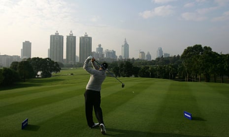 Welsh golfer Stephen Dodd tees off at the China Open in Shenzhen, southern China.