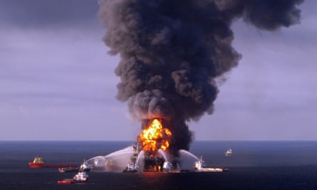 A file photo taken on on April 21, 2010 shows a US Coast Guard handout image of fire boat response crews as they battle the blazing remnants of the BP operated off shore oil rig, Deepwater Horizon, in the Gulf of Mexico.