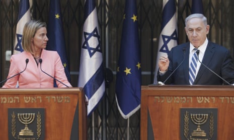 Binyamin Netanyahu restated his commitment to a two-state solution in a meeting with EU foreign policy chief Federica Mogherini.