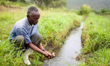 Water sourced from an irrigation project, which diverts water from the river to farmland. Rwenzori Mountains, Uganda.