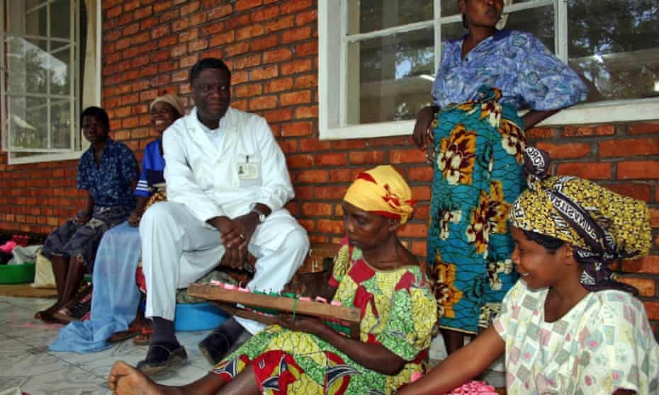 Dr. Denis Mukwege chats with women at his treatment centre in eastern Congo.