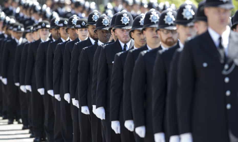 Police cadets on parade at the conclusion of their training