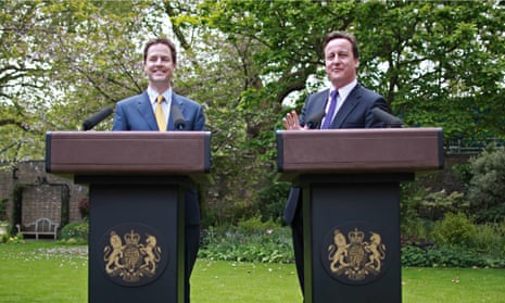 David Cameron and Nick Clegg in Downing Street garden