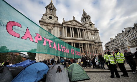 occupy london camp st pauls london banner capitalism is crisis
