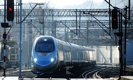 A high-speed Pendolino train in Gdańsk, Poland.