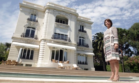 Marina Picasso in front of the Cannes villa whose gates were often closed to her while Pablo Picasso was still alive.