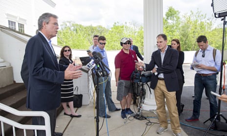 Former Florida Governor Jeb Bush holds a press conference