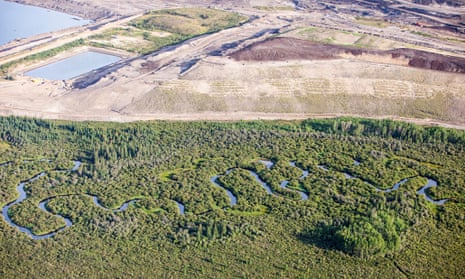 Trees felled to make way for a new tar sands mine north of Fort McMurray in Alberta, Canada. 