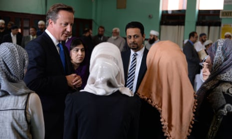 David Cameron in a mosque