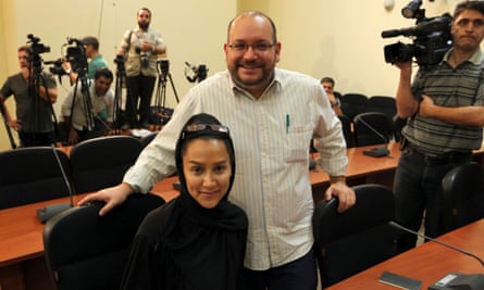 Jason Rezaian and his Iranian wife Yeganeh Salehi  during a press conference in Tehran in September 2013.