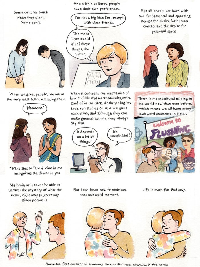 Cartoon A Non Guide To Avoid Awkwardness When Greeting Human Beings By Sarah Glidden Art And Design The Guardian