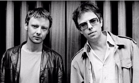 Old photo of Ian McCulloch and John Simm wearing coats