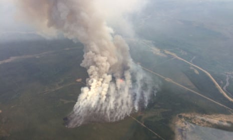 A wildfire raging in northeastern Alberta