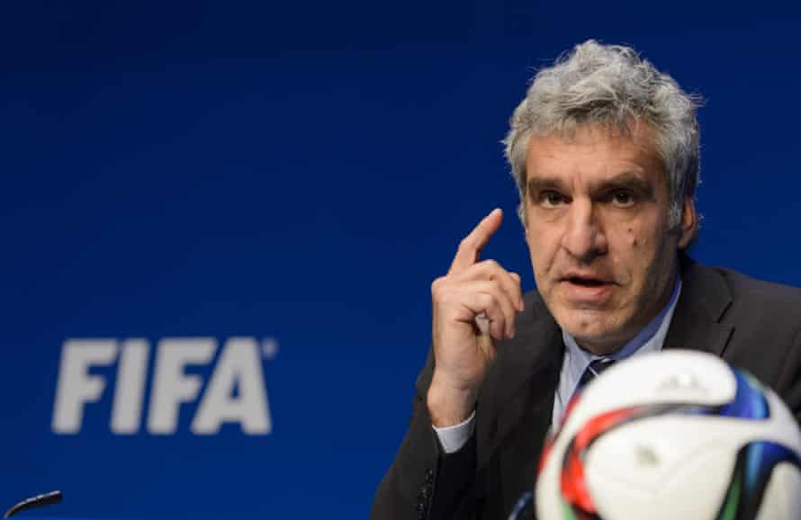 Fifa spokesman Walter de Gregorio gives a press conference at the organisation’s headquarters in Zurich.