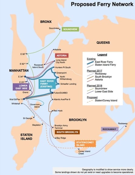 New York's proposed ferry network
