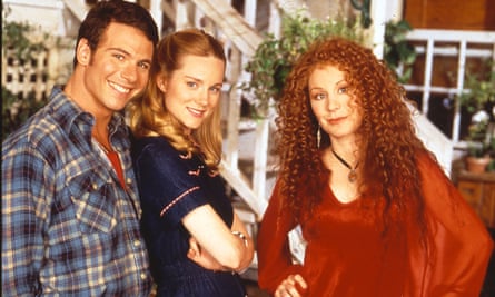 Marcus D'Amico as Michael Tolliver, Laura Linney as Mary Ann Singleton (centre) and Chloe Webb as Mona Ramsey in the TV version of Tales of the City.