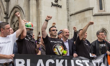 Blacklisted workers demonstrating outside the high court last year.