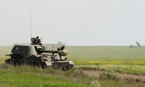 Russian military vehicles at the Kuzminsky training ground in the Rostov region, about 30 miles from the Russian-Ukrainian border.