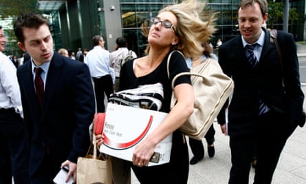 London-based employees at Lehman Brothers leave with just their belongings when the 158-year-old firm collapsed in 2008.