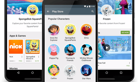 Popular children's brands will have their own pages on Android's Google Play store.