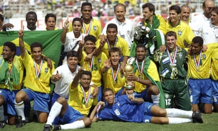 Brazil celebrate after winning the 1994 World Cup in the USA. Contacts regarding a sponsorship deal were established by Nike after that.
