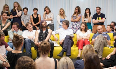 Russell Brand and Alan Rusbridger at the Guardian's morning conference in August 2013.