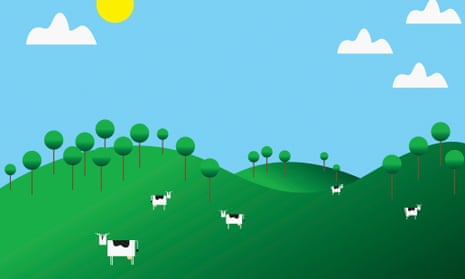 Cows in a field illustration