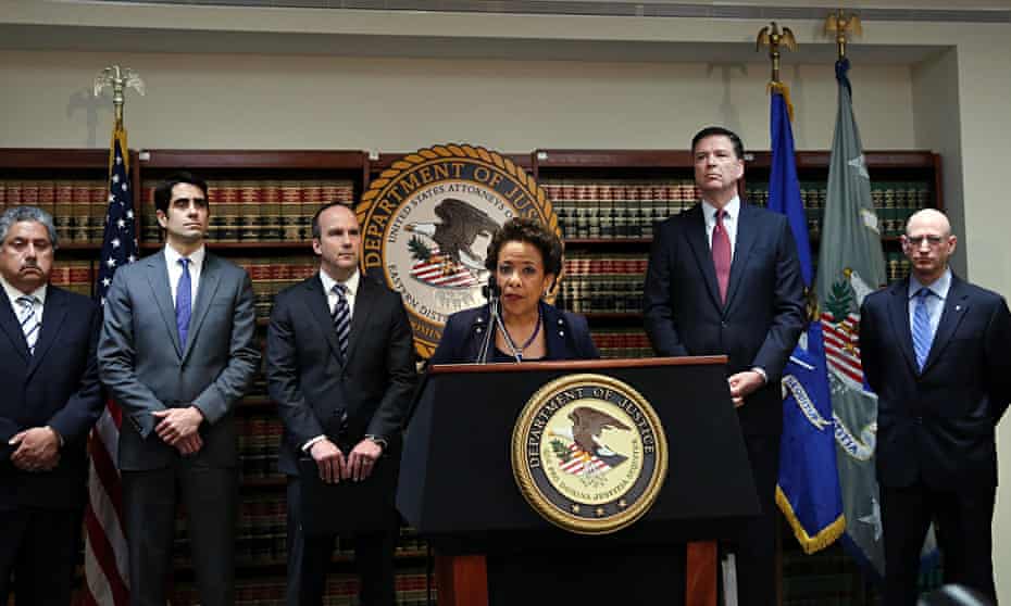US attorney general Loretta Lynch announces the arrest of senior members of Fifa 