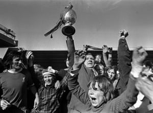 Liverpool’s 0-0 draw with Leicester meant the League Championship trophy was back at Anfield for the first time in seven years, much to the joy of the young fan in the foreground