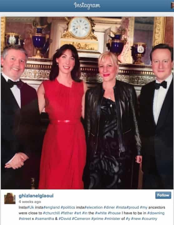 David and Samantha Cameron at the Syon House event, with Goldman Sachs banker Christopher French and artist Ghizlan El Glaoui