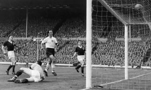 Greaves won his first England cap in May 1959 against Peru, scoring his side’s only goal in a 4–1 defeat. Greaves regularly found the net in subsequent matches, including a hat-trick in England’s 9-3 drubbing of Scotland at Wembley in April 1961
