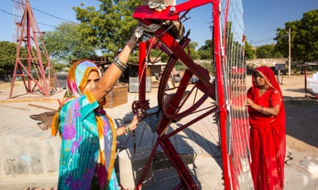 Women constructing solar cookers at the Barefoot College in Tilonia, Rajasthan, India.