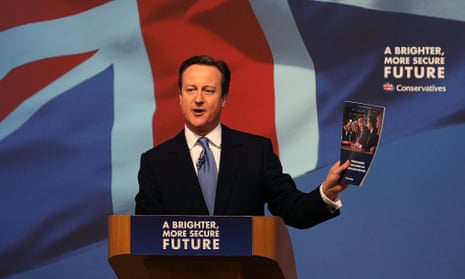 David Cameron with Conservative manifesto