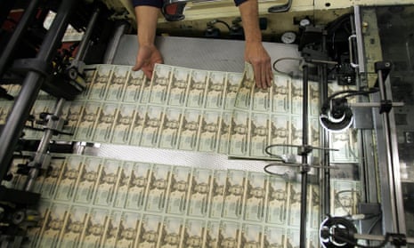 US dollar notes in production.