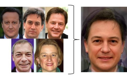 The faces behind the average: how David Cameron, Ed Miliband, Nick Clegg, Nigel Farage and Natalie Bennett became one.