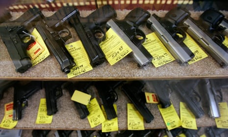 Guns displayed in a shooting range