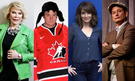 Second City stars … from left, Joan Rivers, Mike Myers, Tina Fey and Bill Murray
