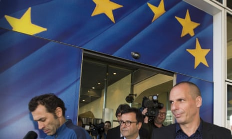Greek finance minister Yanis Varoufakis after talks at the European Commission.