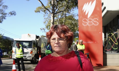 SYDNEY, AUSTRALIA - MAY 06: Mt Druitt resident and subject of "Struggle Street" Peta Kennedy, stands outside SBS Headquarters on May 6, 2015 in Sydney, Australia. Garbage trucks from Blacktown blockade SBS headquarters  in protest of "Struggle Street" the controversial new show to be aired on the channel.  (Photo by Ryan Pierse/Getty Images)ConflictWarRadiotopicstopixbestoftoppicstoppix