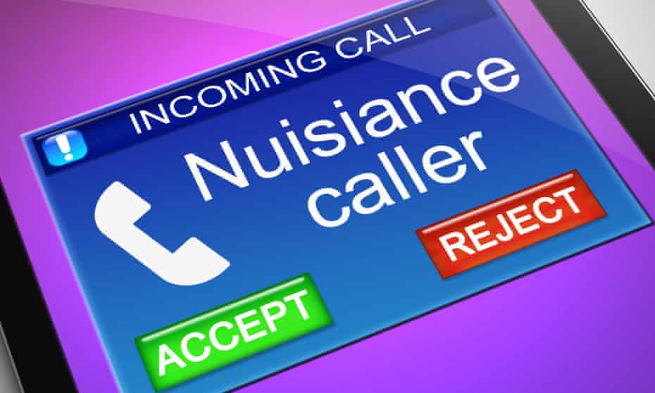 Nuisance caller mobile screen